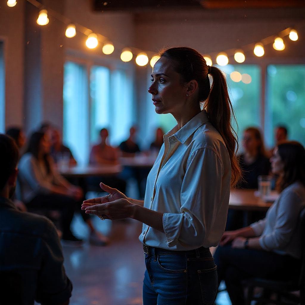Sesión de entrenamiento artístico en comunicación